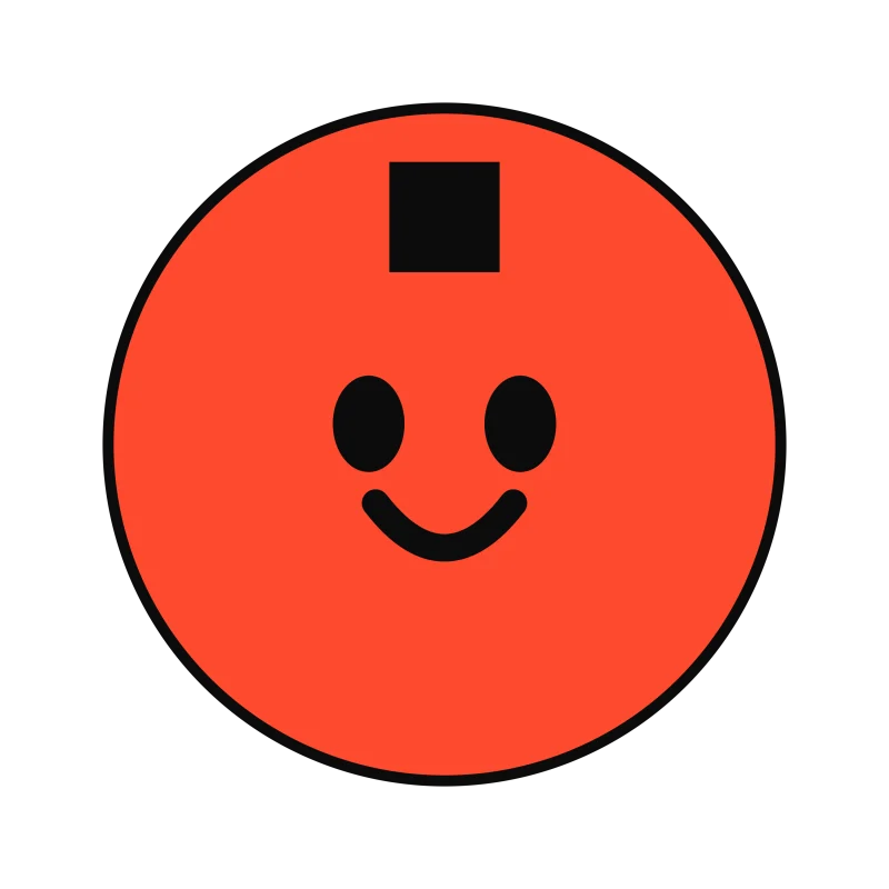 embroidery design of the chinese buddy, a red-orange circle with a black square