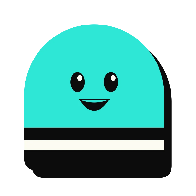 the french buddy, an aqua dome with black and off-white stripes